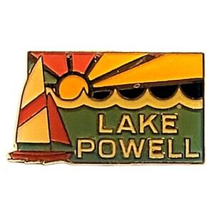 Lake Powell Scenic Artwork Sailboat Sun Water Pin Southwest Travel Souvenir